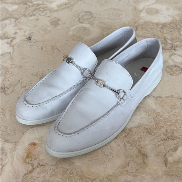 Hogl Light Blue Leather Horsebit Loafers - Picture 2 of 16